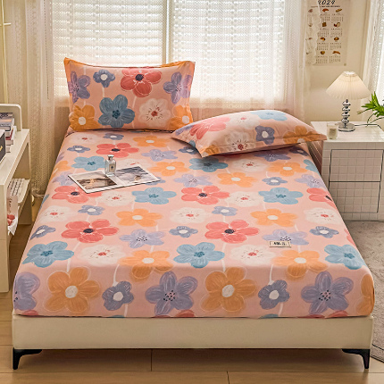 91家纺网 家纺一手货源 找家纺 （总）丝芙妮家居（原乐视家纺） 2025春夏新款全棉纯棉混纺云糯棉双层纱单床笠 床笠单件