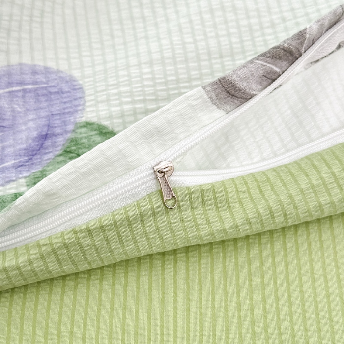 91家纺网 家纺一手货源 找家纺 （总）蒂凡秀家纺 2025新款A类有氧水洗泡泡棉印花四套皱皱纱泡芙棉四件套