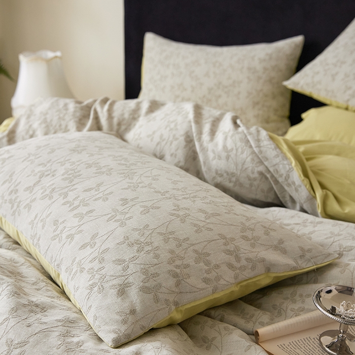 91家纺网 家纺一手货源 找家纺 （总）优品阁 2025新款全棉纯棉A类人字斜三层纱提花四件套-叶叶情深系列