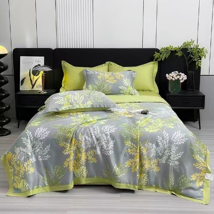 总爆款神州川水洗真丝夏被四件套天丝夏被四件套夏凉被子