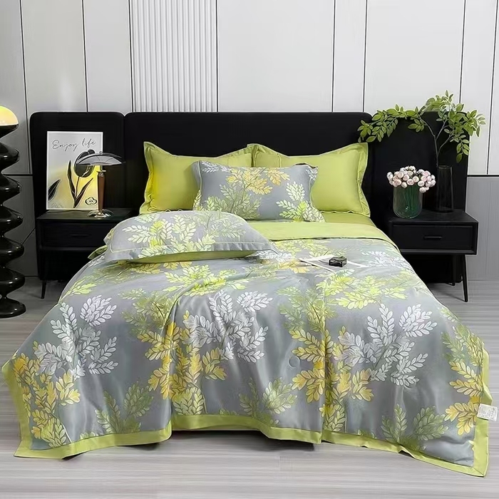 91家纺网 家纺一手货源 找家纺 总2025直播爆款神州川水洗真丝夏被四件套天丝夏被四件套夏凉被子