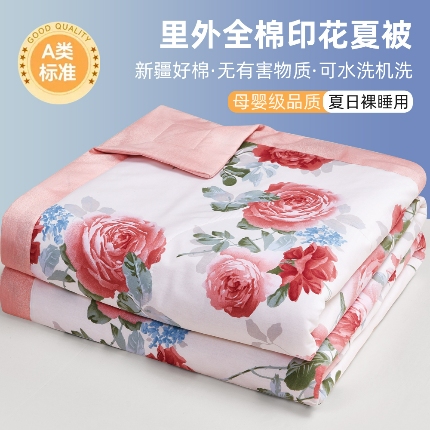 91家纺网 家纺一手货源 找家纺 （总）尊妙被业2025新款全棉夏被纯棉印花空调被