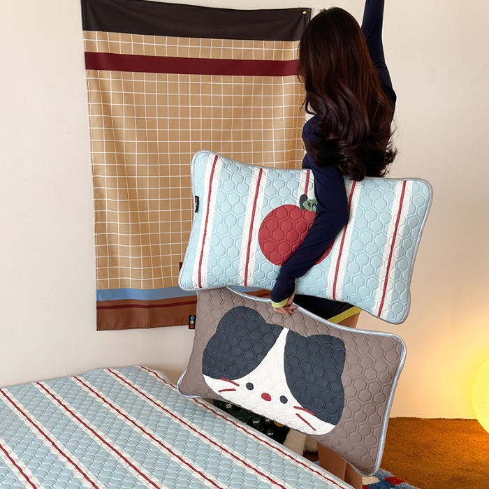 91家纺网 家纺一手货源 找家纺 （总）RYB红黄兰 2025新款ins原创设计师款大版冰皮锦氨凉感加厚6mm水洗乳胶凉席三件套