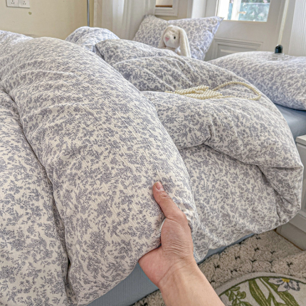 91家纺网 家纺一手货源 找家纺 （总）海岛哥哥 2025新款高克重木棉提花双层纱四件套-风格二