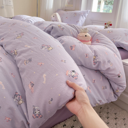 91家纺网 家纺一手货源 找家纺 （总）海岛哥哥 2025新款高克重木棉提花双层纱四件套-风格二