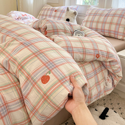 91家纺网 家纺一手货源 找家纺 （总）海岛哥哥 2025新款高克重木棉提花双层纱四件套-风格二