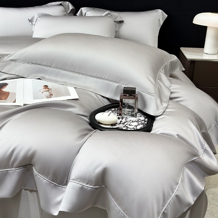 91家纺网 家纺一手货源 找家纺 （总）【兰精公司授权】星蕴家纺 2025新款奥地利兰精天丝莱赛尔纯色埋绳款四件套-莱恩