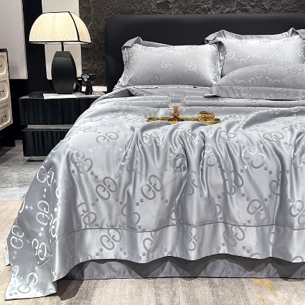 （总）经年 2025年新 水洗真丝冰丝天丝提花夏被四件套 洛克系列