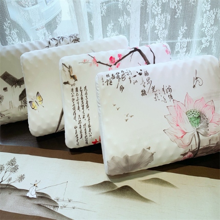 （總）原創(chuàng)國(guó)風(fēng)天然乳膠枕成人枕頭枕芯狼牙按摩枕頭