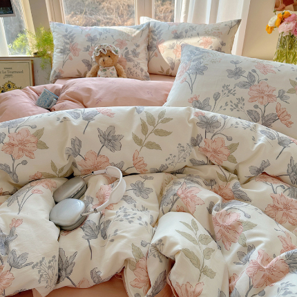 91家纺网 家纺一手货源 找家纺 富瑞阁 新款印花加厚加密13070全棉四件套（全尺寸）落川花海