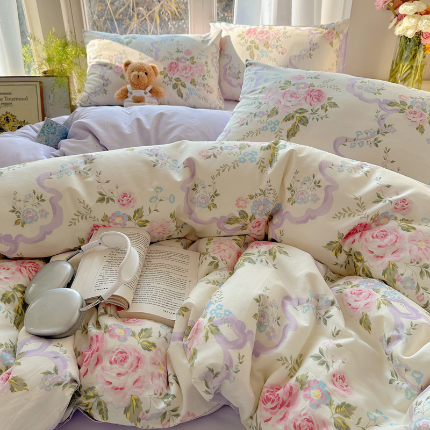 91家纺网 家纺一手货源 找家纺 富瑞阁 新款印花加厚加密13070全棉四件套（全尺寸）漫庭香