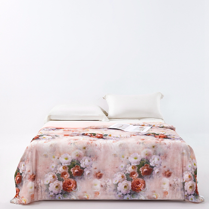 91家纺网 家纺一手货源 找家纺 缔锦家纺 2025新款凉感丝印花夏被 莫奈花园