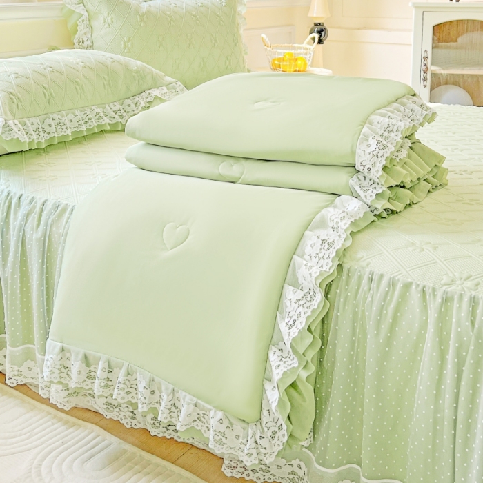 91家纺网 家纺一手货源 找家纺 （总）创爱家纺 2025新款3D提花冰豆豆床裙款凉席夏被四件套