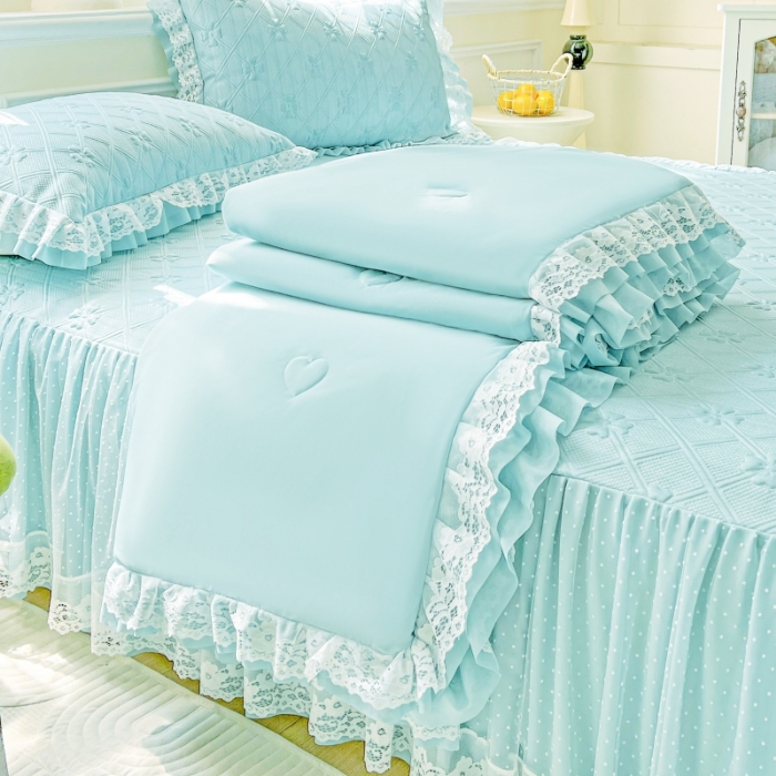 91家纺网 家纺一手货源 找家纺 （总）创爱家纺 2025新款3D提花冰豆豆床裙款凉席夏被四件套