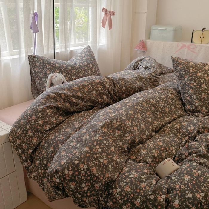 91家纺网 家纺一手货源 找家纺 初念 2025新款云感针织双层纱三件套-四件套【提供买家秀】