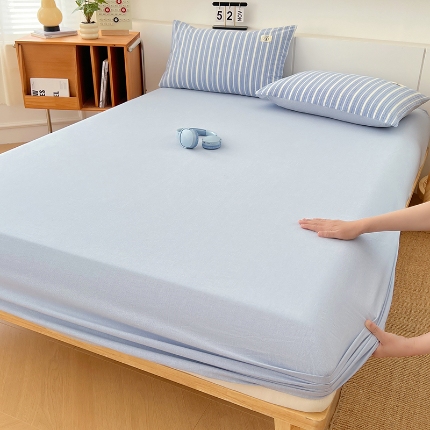 91家纺网 家纺一手货源 找家纺 （总）2025新款全棉色织水洗棉床笠单件防滑套四季通用