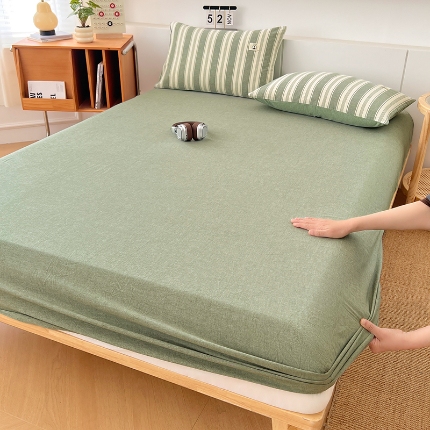 91家纺网 家纺一手货源 找家纺 （总）2025新款全棉色织水洗棉床笠单件防滑套四季通用