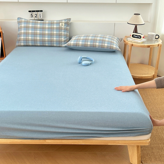 91家纺网 家纺一手货源 找家纺 （总）2025新款全棉色织水洗棉床笠单件防滑套四季通用