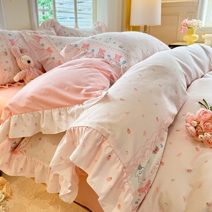 91家纺网 家纺一手货源 找家纺 （总） 2025新款韩版花边云朵棉四件套