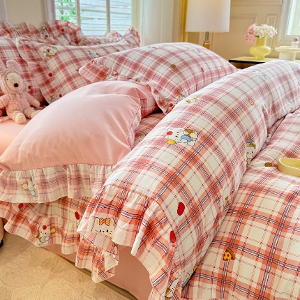 91家纺网 家纺一手货源 找家纺 （总） 2025新款韩版花边云朵棉四件套