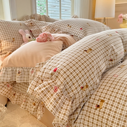 91家纺网 家纺一手货源 找家纺 （总） 2025新款韩版花边云朵棉四件套