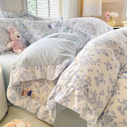 91家纺网 家纺一手货源 找家纺 （总） 2025新款韩版花边云朵棉四件套