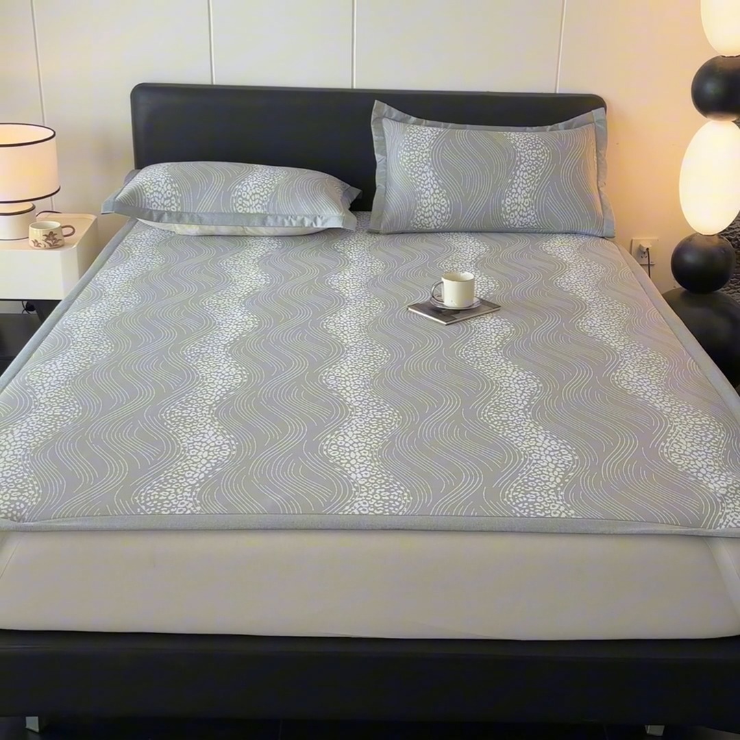 91家纺网 家纺一手货源 找家纺 （总）新方向 2025新款 专版花型 A类PE提花凉席养身席-波光粼粼