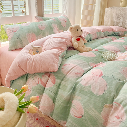 91家纺网 家纺一手货源 找家纺 （总）壹号库 2025新款A类提花有氧彩竺绵四件套