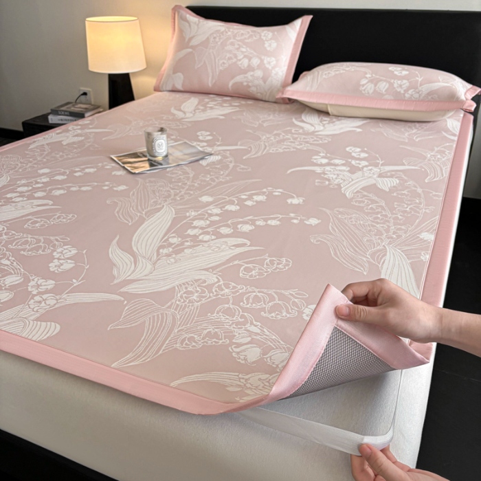 91家纺网 家纺一手货源 找家纺 （总）2025新款A类PE提花凉席-蕙质兰心