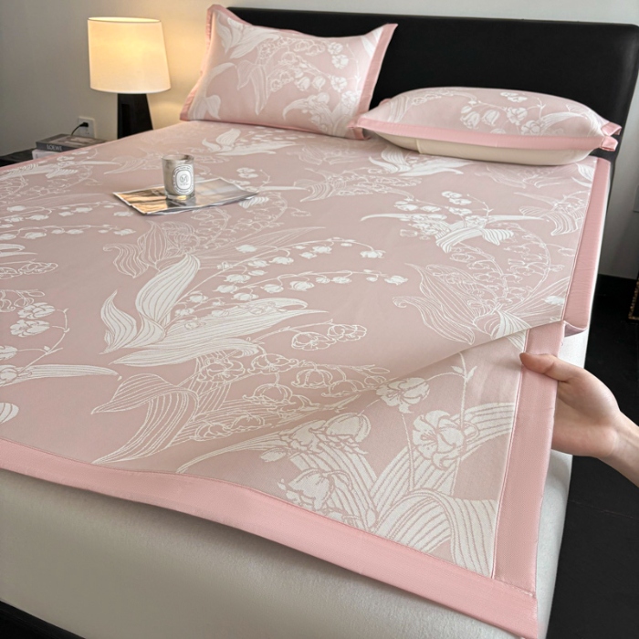 91家纺网 家纺一手货源 找家纺 （总）2025新款A类PE提花凉席-蕙质兰心