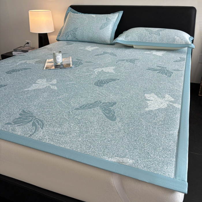 91家纺网 家纺一手货源 找家纺 （总）2025新款A类PE提花凉席-翩翩起舞