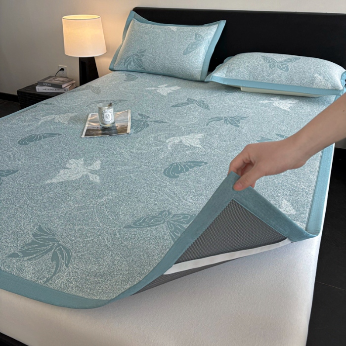 91家纺网 家纺一手货源 找家纺 （总）2025新款A类PE提花凉席-翩翩起舞