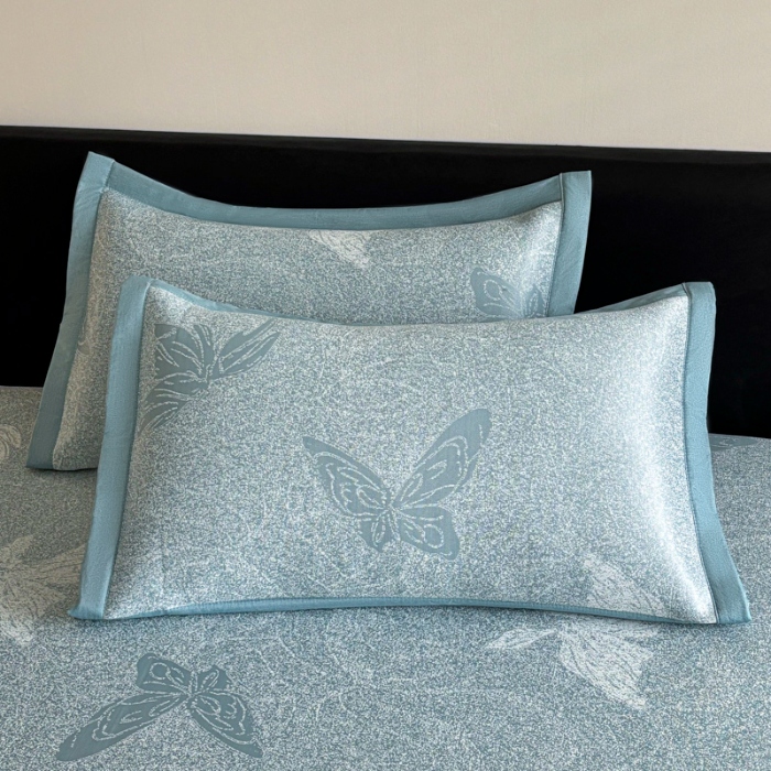 91家纺网 家纺一手货源 找家纺 （总）2025新款A类PE提花凉席-翩翩起舞