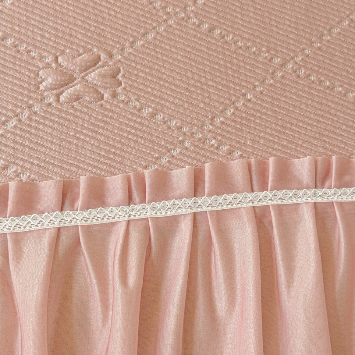 91家纺网 家纺一手货源 找家纺 苏米娜家纺2025春夏新款单凉席三件套PE中分子凉席床盖款三件套乙纶冰豆豆凉席三件套 四叶草-豆沙