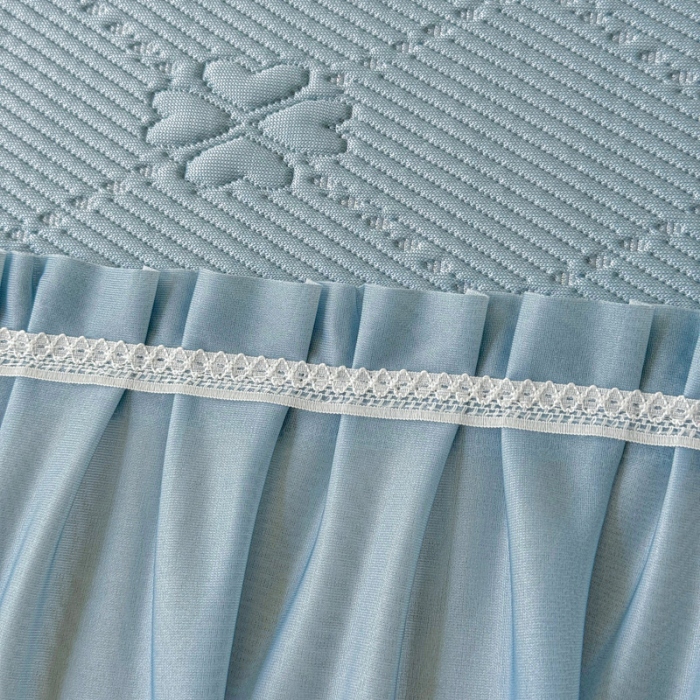 91家纺网 家纺一手货源 找家纺 苏米娜家纺2025春夏新款单凉席三件套PE中分子凉席床盖款三件套乙纶冰豆豆凉席三件套 四叶草-水蓝