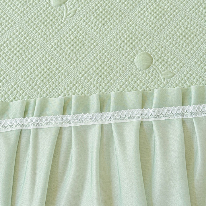 91家纺网 家纺一手货源 找家纺 苏米娜家纺2025春夏新款单凉席三件套PE中分子凉席床盖款三件套乙纶冰豆豆凉席三件套 樱桃-薄荷绿