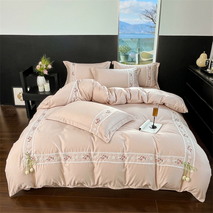 91家纺网 家纺一手货源 找家纺 （总）庭笙 2025新款轻奢少女小香风提花四件套