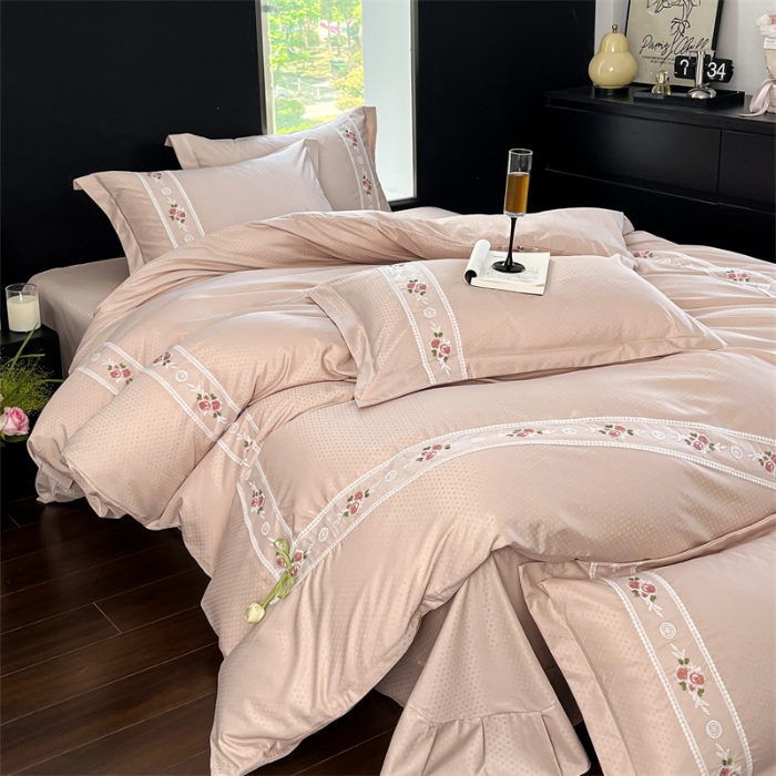 91家纺网 家纺一手货源 找家纺 （总）庭笙 2025新款轻奢少女小香风提花四件套