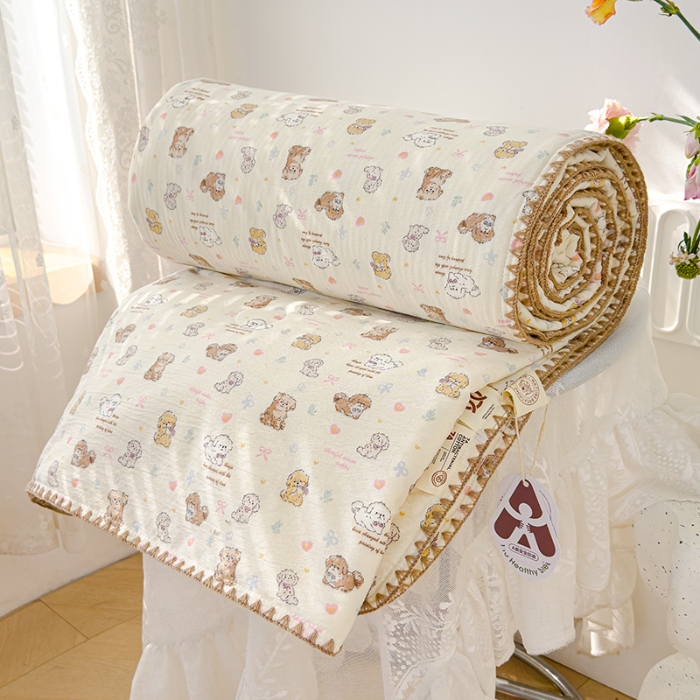 91家纺网 家纺一手货源 找家纺 （总）星巴k家纺 2025新款贝壳绣三角针花边工艺款贝壳边夏被夏凉被空调被四件套【可提供买家秀】