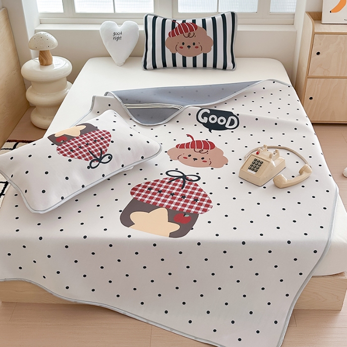 91家纺网 家纺一手货源 找家纺 （总）RYB红黄兰 2025新款INS原创超萌卡通大版碳光冰丝凉席三明治空调席三件套席子