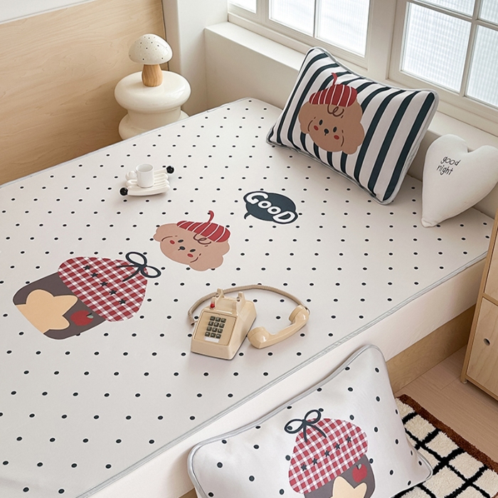 91家纺网 家纺一手货源 找家纺 （总）RYB红黄兰 2025新款INS原创超萌卡通大版碳光冰丝凉席三明治空调席三件套席子