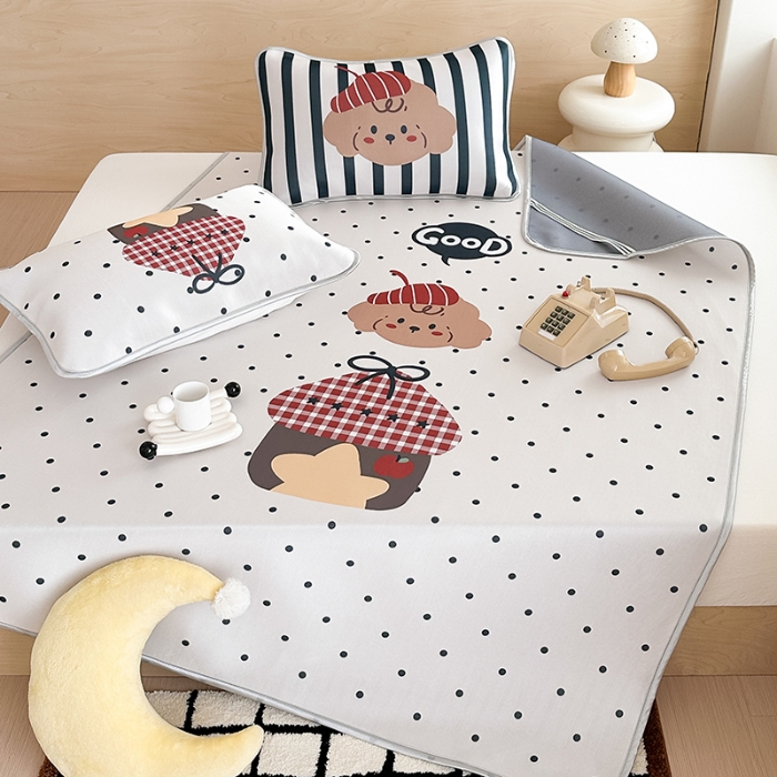 91家纺网 家纺一手货源 找家纺 （总）RYB红黄兰 2025新款INS原创超萌卡通大版碳光冰丝凉席三明治空调席三件套席子