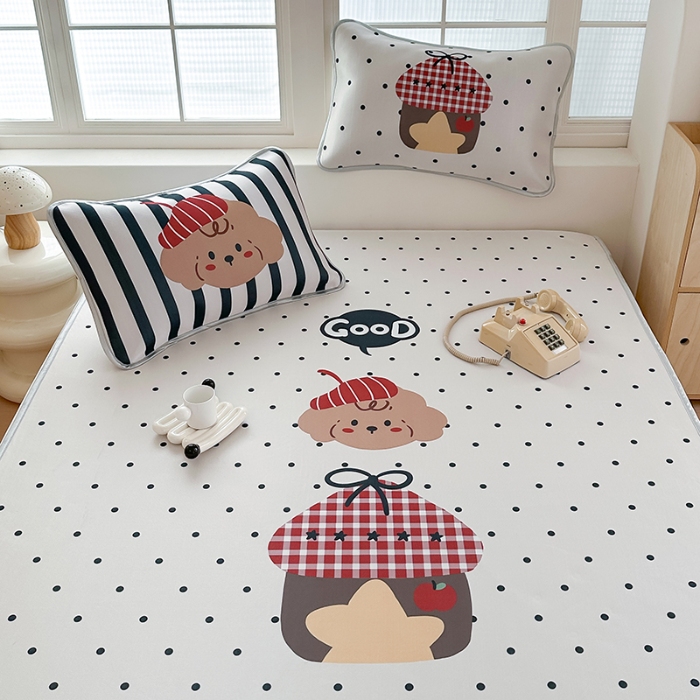 91家纺网 家纺一手货源 找家纺 （总）RYB红黄兰 2025新款INS原创超萌卡通大版碳光冰丝凉席三明治空调席三件套席子