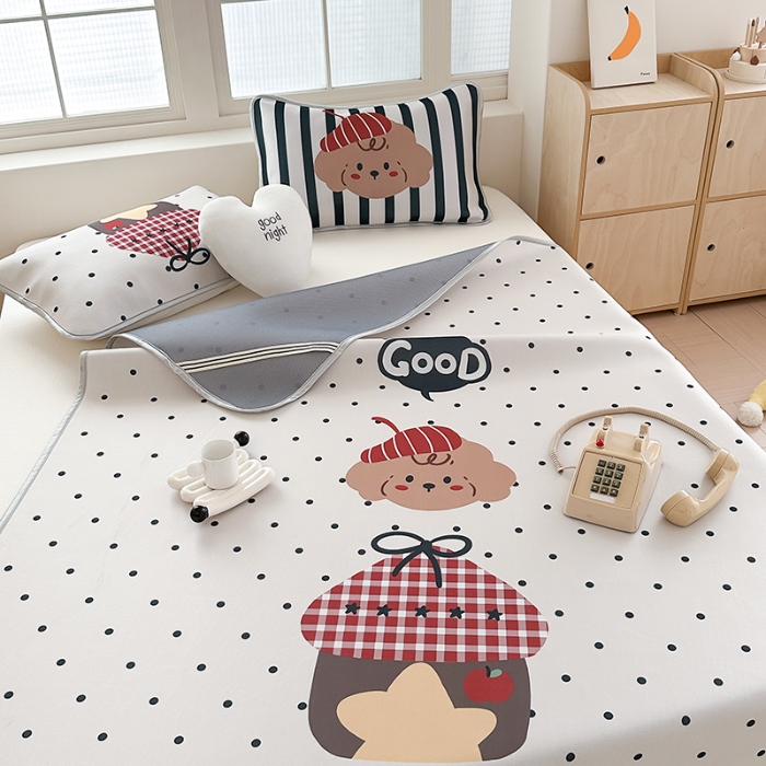 91家纺网 家纺一手货源 找家纺 （总）RYB红黄兰 2025新款INS原创超萌卡通大版碳光冰丝凉席三明治空调席三件套席子