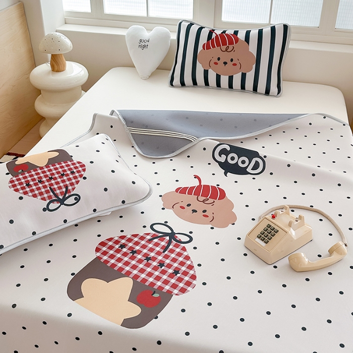 91家纺网 家纺一手货源 找家纺 （总）RYB红黄兰 2025新款INS原创超萌卡通大版碳光冰丝凉席三明治空调席三件套席子