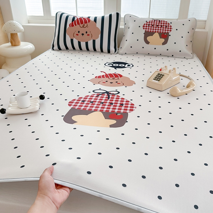 91家纺网 家纺一手货源 找家纺 （总）RYB红黄兰 2025新款INS原创超萌卡通大版碳光冰丝凉席三明治空调席三件套席子