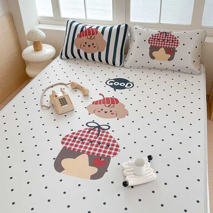 91家纺网 家纺一手货源 找家纺 （总）RYB红黄兰 2025新款INS原创超萌卡通大版碳光冰丝凉席三明治空调席三件套席子