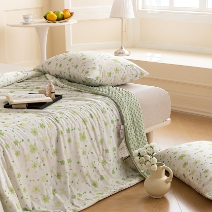 91家纺网 家纺一手货源 找家纺 （总）绒梦里2025A类高克重有氨印花凉感冰豆豆夏被直播爆款儿童学生夏凉被空调被