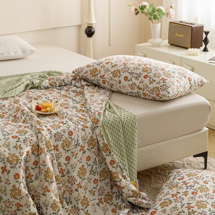 91家纺网 家纺一手货源 找家纺 （总）绒梦里2025A类高克重有氨印花凉感冰豆豆夏被直播爆款儿童学生夏凉被空调被