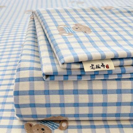 91家纺网 家纺一手货源 找家纺 （总）（有买家秀）2025夏季新款原棉缎条老粗布三件套加厚单床单枕套吸汗透气凉席